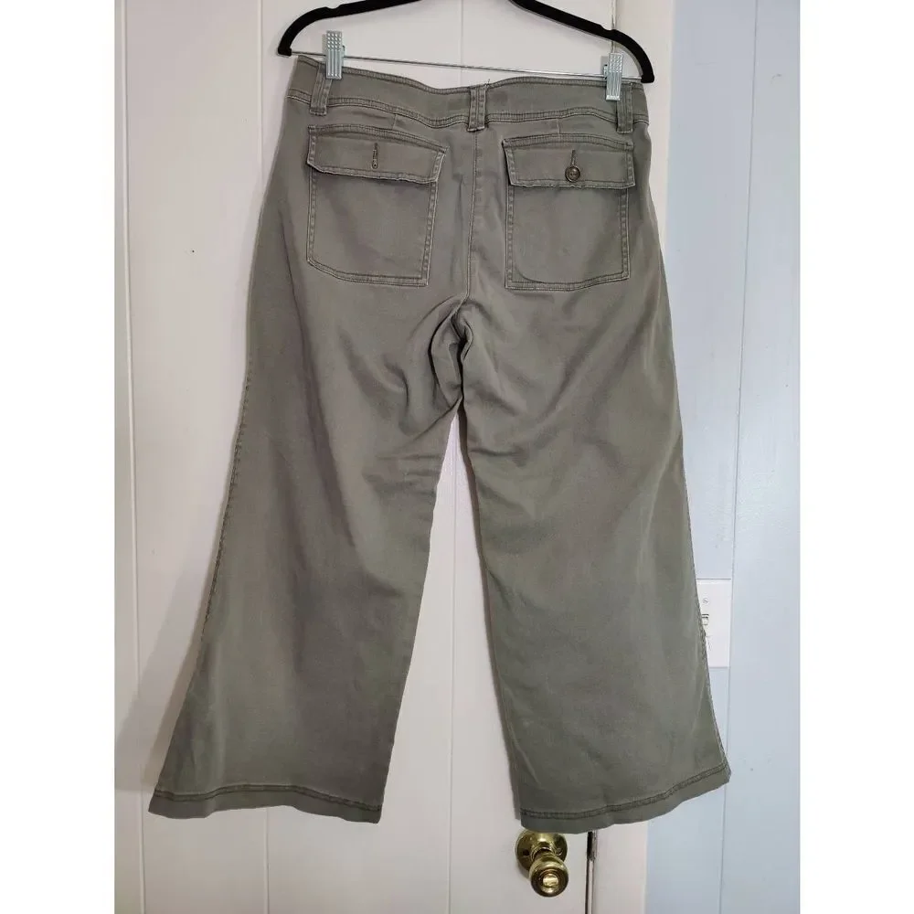 Trina Turk cotton blend wide leg cropped pants, size women's 6 - Picture 2 of 4